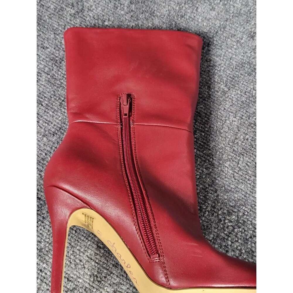 CHARLES BY CHARLES DAVID RED FAUX LEATHER MIDI STILETTO BOOTS SZ 6.5 Winter Work - Picture 5 of 6